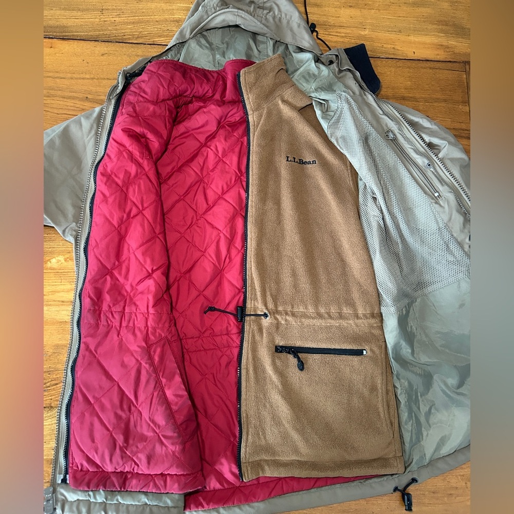Vintage L.L Bean 3-in-1 Shell Jacket With Reversible Fleece Liner Coat Medium - Picture 4 of 12